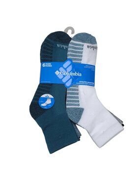 Columbia Mens Athletic Quarter Socks 6-Pack Arch Support & Mesh Ventilation